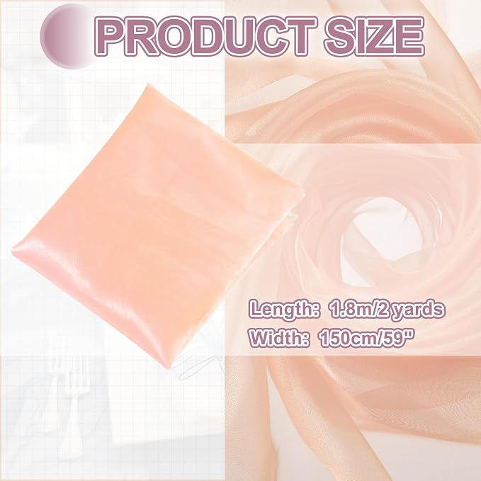 MECCANIXITY Iridescent Sheer Organza Fabric, 2 Yards x 59 Inches Solid - Image 2