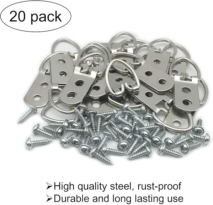 20 Pack D-Ring Steel Picture Hangers Heavy Duty - Image 2