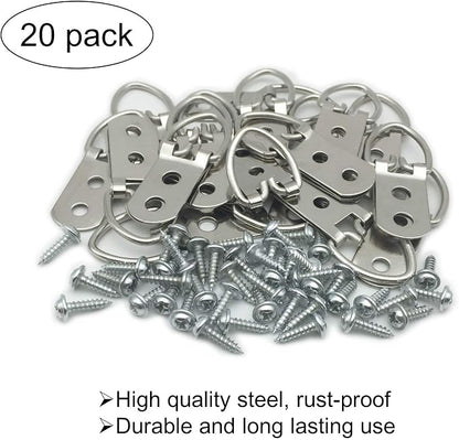 20 Pack D-Ring Steel Picture Hangers Heavy Duty - Image 2