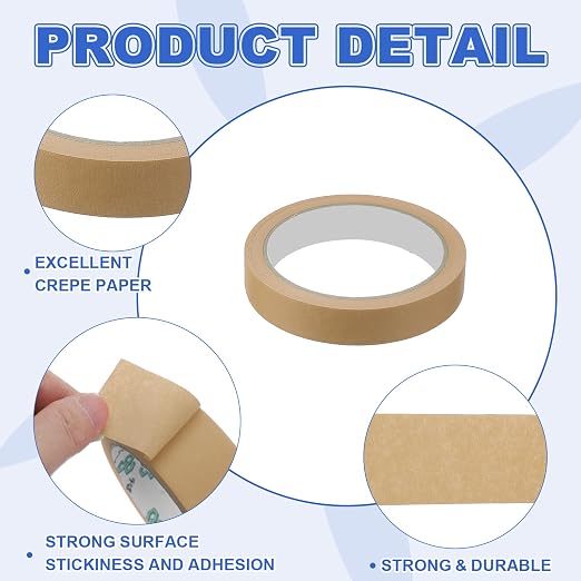 MECCANIXITY Masking Tape 0.7 Inch x 21 Yard Painter's Tape Brown Paint Tapes - Image 3