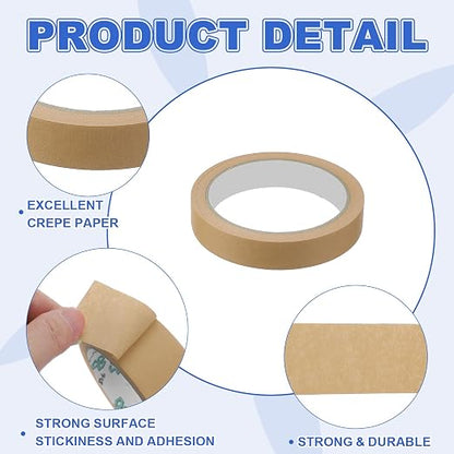 MECCANIXITY Masking Tape 0.7 Inch x 21 Yard Painter's Tape Brown Paint Tapes - Image 3