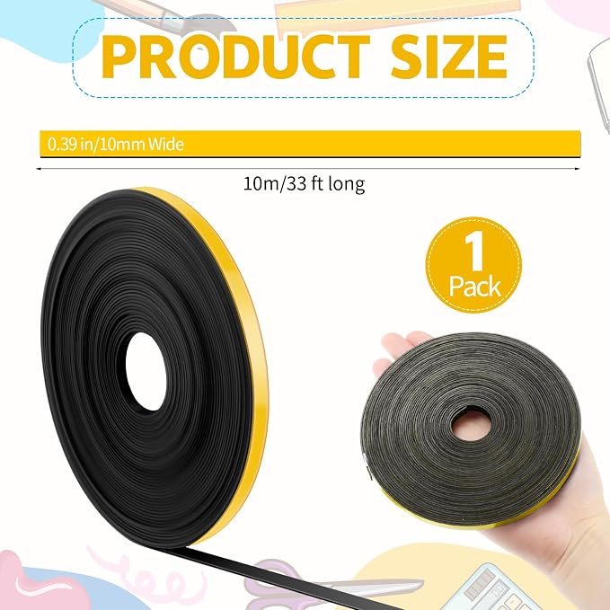 Magnetic Tape Roll Thin Strips, 0.39 Inch x 33 Feet Magnetic Board Dividers - Image 2