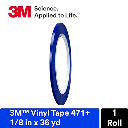3M Vinyl Tape 471+, 1/8 in x 36 yd, 1 Roll, Fine Line Tape - Image 2