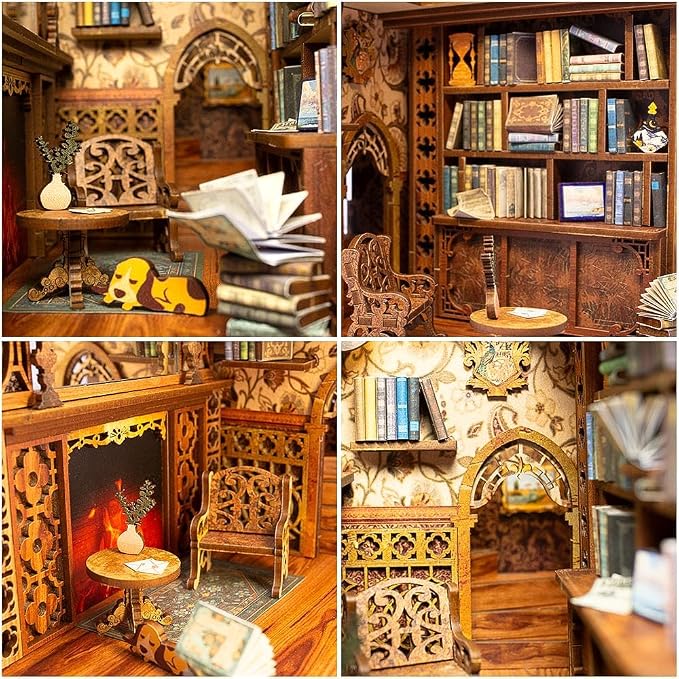 Fsolis Book Nook Kit DIY Miniature House Kit, 3D Wooden Puzzles - Image 5