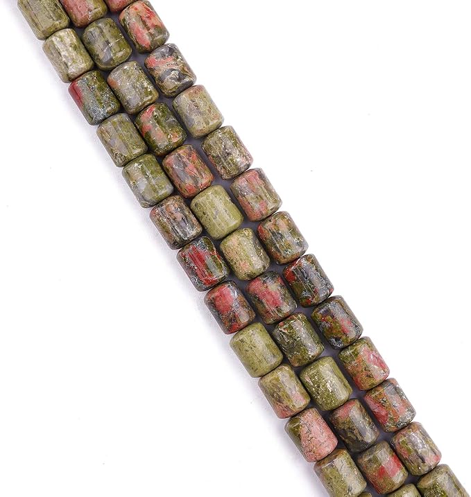 Natural Unakite Cylinder Stone Loose Semi Gemstone Beads - Image 3