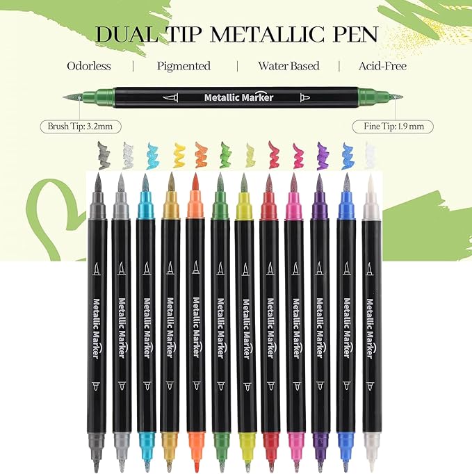 Colourcolor Pack of 12 Metallic Marker Pens - Image 5