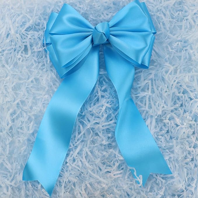 Light Blue Solid Satin Ribbon 2 Inch 25 Yards Solid Polyester Fabric Ribbon - Image 5