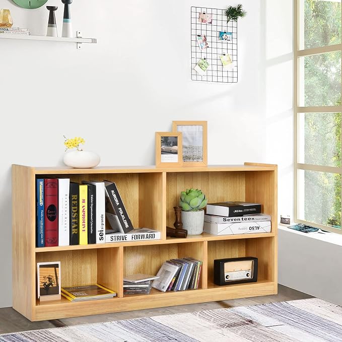 Tangkula 5 Cube Bookcase, 2 Tier Wooden Storage Open Bookshelf, Kid's Playroom - Image 2
