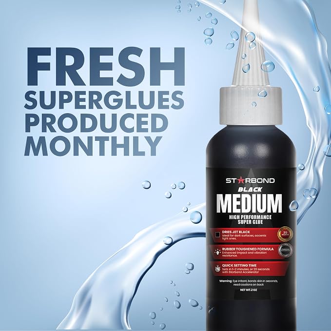 Starbond Black Medium CA Glue, Premium Cyanoacrylate Super Glue, Crack Filler - Image 2