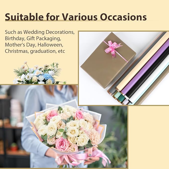 FUHITIM 20 Sheets Flower Wrapping Paper - Image 5
