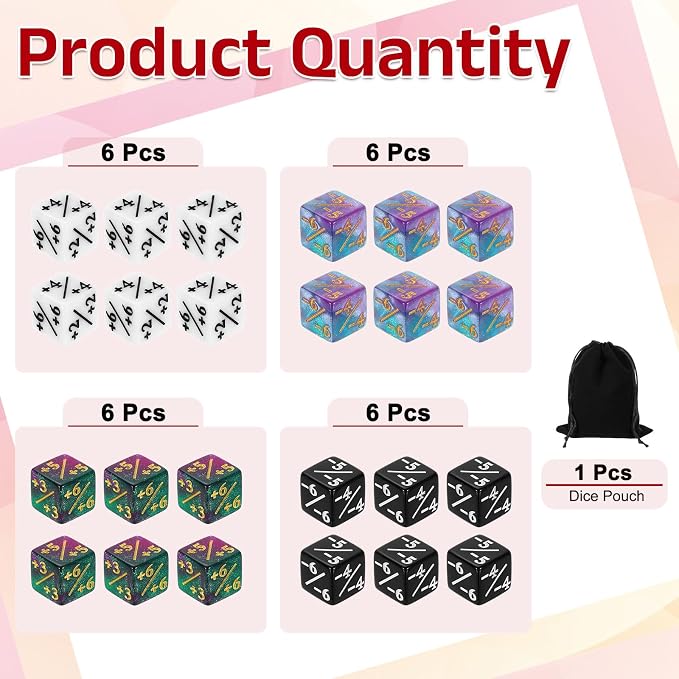 uxcell 24Pcs Magic Dice Counters, Acrylic D6 Life Token Dice Set - Image 3