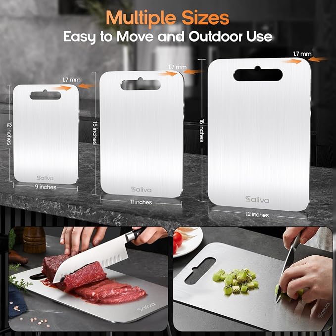 Saliva Titanium Cutting Boards for Kitchen, Cutting Board Double Sided Food - Image 2
