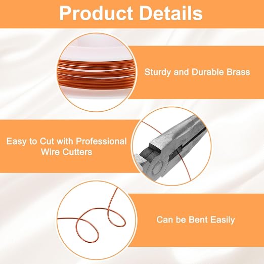 HARFINGTON 8ft Jewelry Wire, 20 Gauge Brass Craft Soft Metal Tarnish Resistant - Image 3