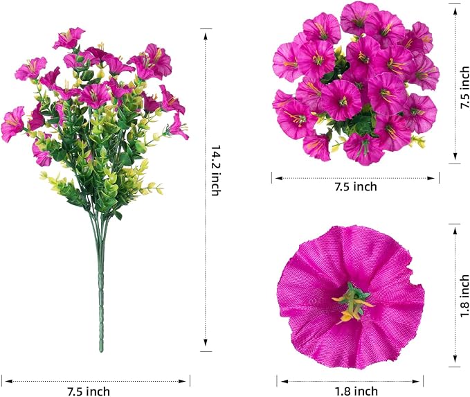 Artificial Flowers Fake Plants for Outdoors Decoration, 12 Bundles Silk Morning - Image 6