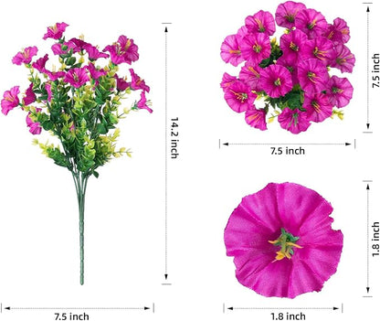 Artificial Flowers Fake Plants for Outdoors Decoration, 12 Bundles Silk Morning - Image 6