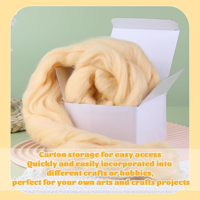 3.53oz Wool Roving Yarn, Wool Felting Supplies, Pure Wool, Chunky Yarn - Image 8