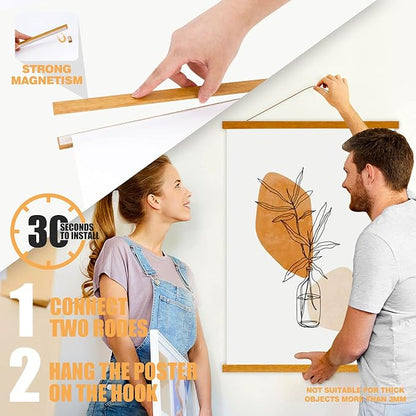 Ywlake Magnetic Poster Hanger, 34x22.5 34 x 22 34x24 Poster Frame Wood Wooden - Image 4