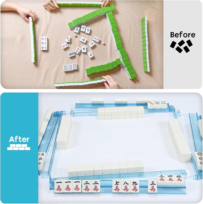 Mahjong Racks with Pushers Set of 4, Mahjong Tile Pushers and Racks, Acrylic - Image 4