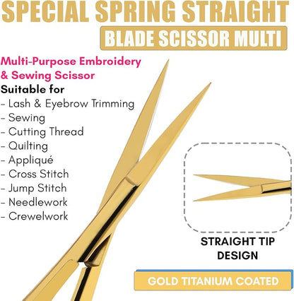 Cross Edge Spring Scissors 5 Inch straight Stainless Steel Precision Eyebrow & - Image 3