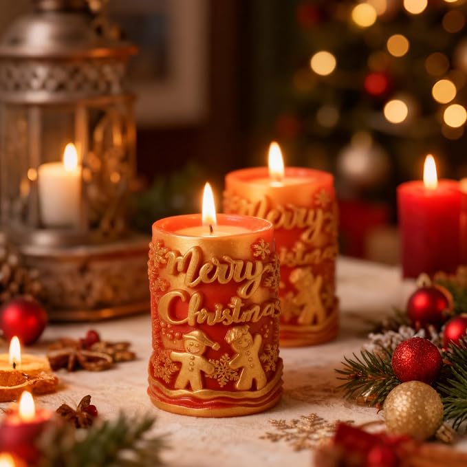 1PCS Christmas Candle Mold, Pillar Snowman Christmas Resin Silicone Molds Kit - Image 5