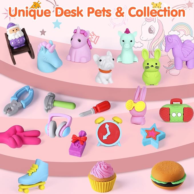 90 Pack Animal Pencil Erasers for Kids, 3D Mini Puzzle Take Apart Erasers - Image 6