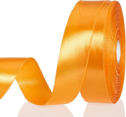 1 Inch Orange Solid Satin Ribbon, 50 Yards Craft Fabric Ribbon by YASEO