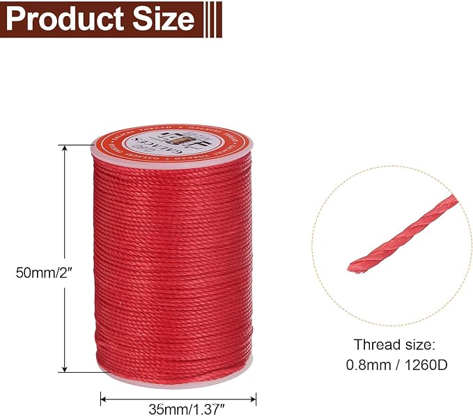 uxcell Round Leather Sewing Waxed Thread, 55m / 60 Yards Wax Polyester String - Image 2