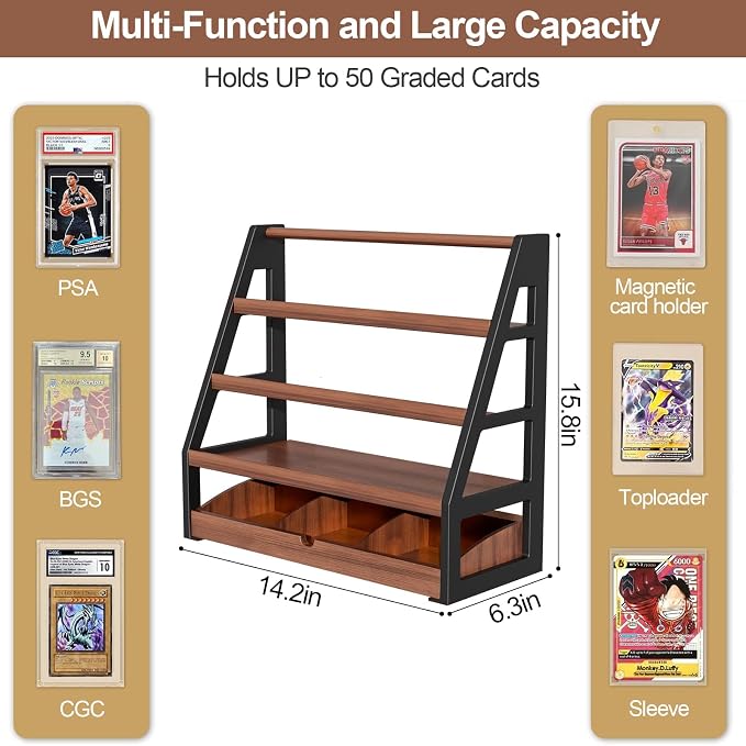 handrong Card Display Stand, 3-Tier Trading Card Display - Image 3