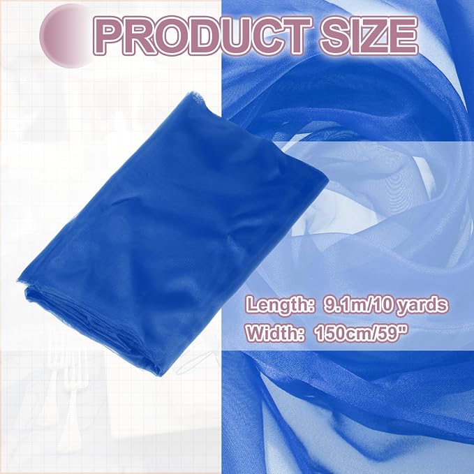 MECCANIXITY Iridescent Sheer Organza Fabric, 10 Yards x 59 Inches Solid - Image 2
