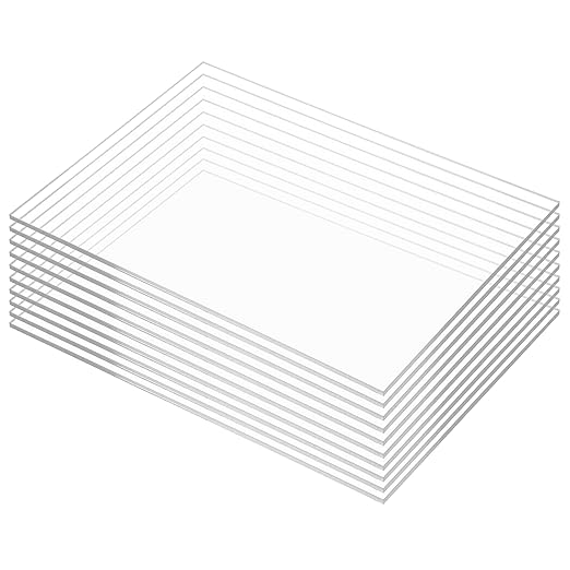 Pack of 10 Clear Acrylic Sheets 12" x 16" Cast Plexiglass Panel 1/8" Thick by KAITELA