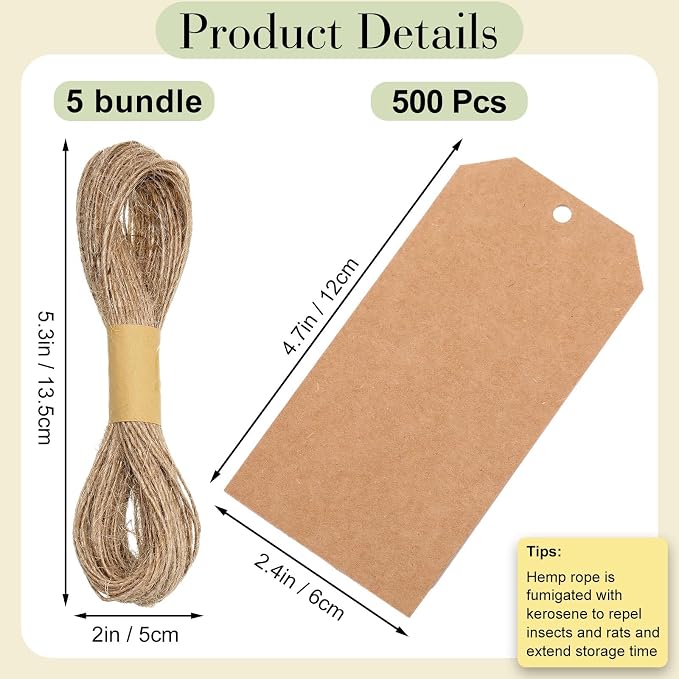 Gersoniel 200 Pcs Kraft Paper Gift Tags - Image 2