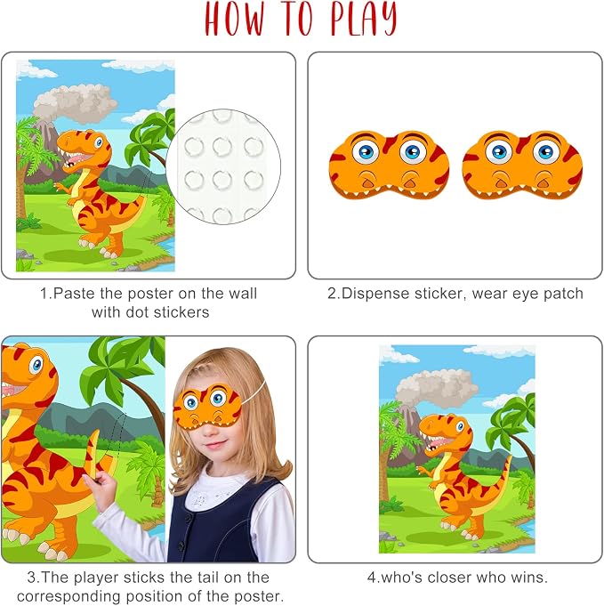 ASTARON Pin The Tail on The Dinosaur Party Game - Image 3