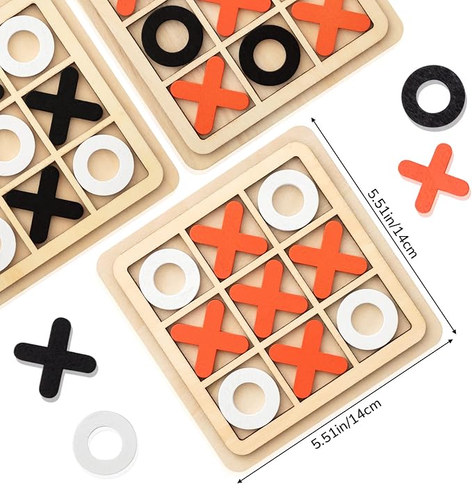 Libima 12 Pcs Wooden Tic Tac Toe Game Mini Family Board Games Classical Puzzle - Image 3