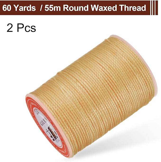 uxcell Round Leather Sewing Waxed Thread, 55m / 60 Yards Polyester Wax String - Image 3