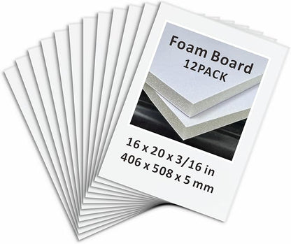 Foam Board 16 x 20 in, ZXUNLIEH 12 Pack White Poster Board, 3/16 in Thick Craft by Unknown