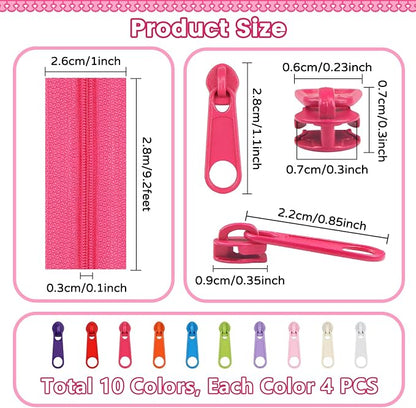 DOITEM 31 Yards 10 Pieces Sewing Zippers #3 Nylon Coil Zippers 10 Colors - Image 3