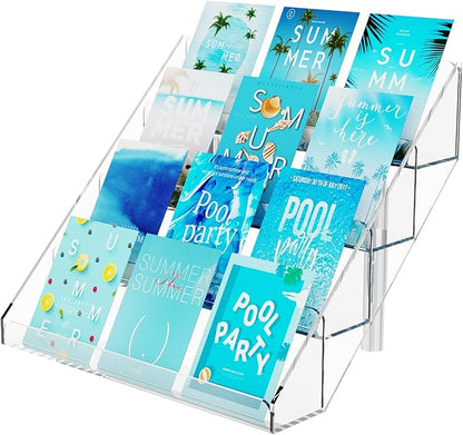 PecMuikee Greeting Card Display, 4 Tiers Clear Acrylic Sticker Display Stand by PecMuikee