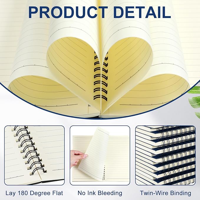 Yahenda 2 Pcs Spiral Notebook Bulk A5 Journal Lined 8.3'' x 5.5'' Writing - Image 4