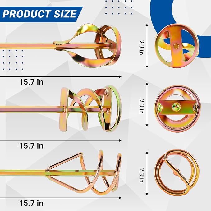 Set of 3 Paint Mixer for Drill Epoxy Resin, Cement Blades, Paint Stirrer - Image 2