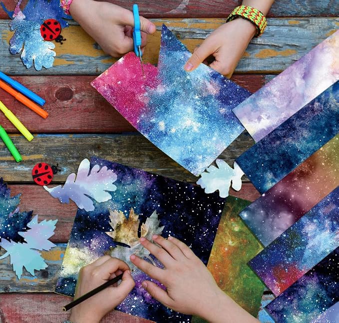 YASMEN Scrapbook Paper Pad, 24 Sheets Celestial Themed Mixture Colored Paper - Image 5