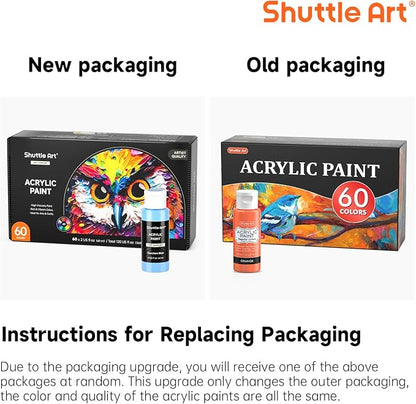 72 Pack Acrylic Paint Set, Shuttle Art 60 Colors Acrylic Paint Including Extra - Image 2