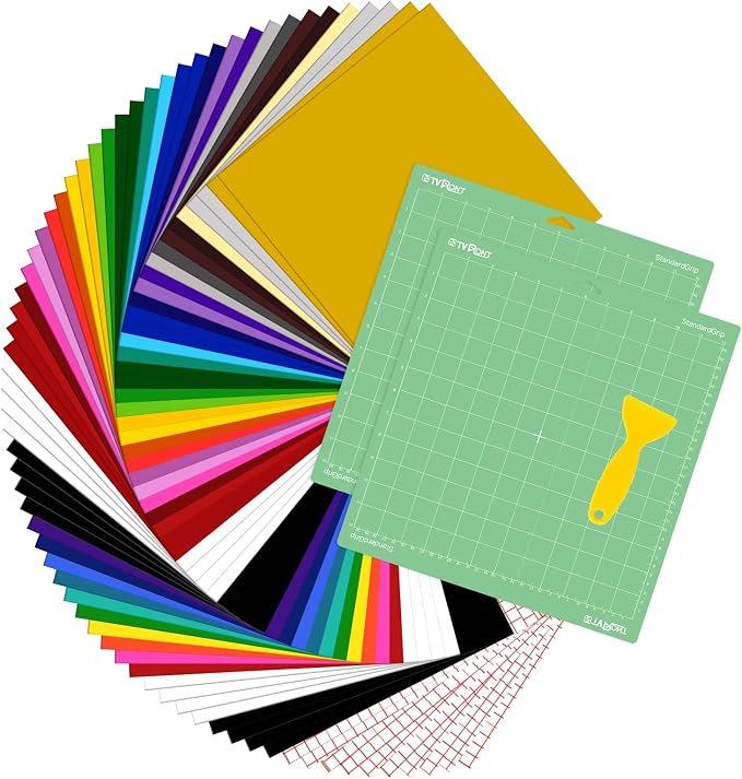 HTVRONT 70 Pack Vinyl for Cutting Machine, 57 Sheets 12" X 12" Permanent by HTVRONT