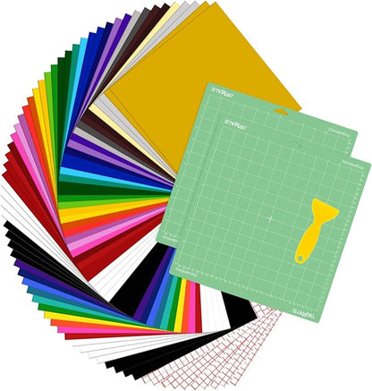 HTVRONT 70 Pack Vinyl for Cutting Machine, 57 Sheets 12" X 12" Permanent by HTVRONT