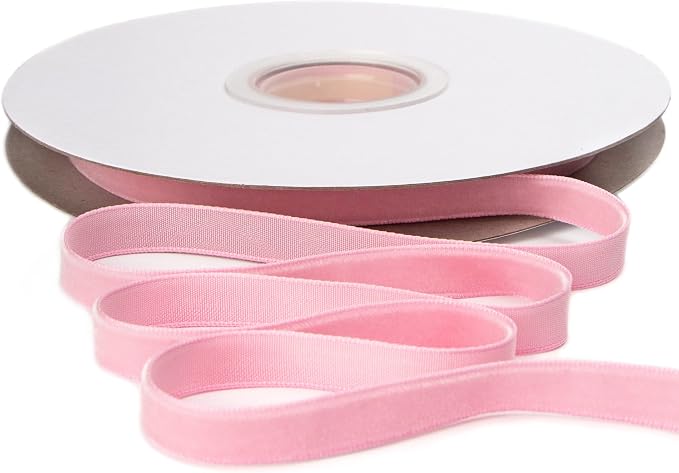 Ribbli Polyester Pearl Pink Velvet Ribbon, 3/8 Inches Continuous10-Yard Spool by Ribbli