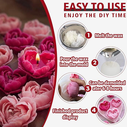 3D Flower Silicone Soap Mold 2 pcs Rose Flower Molds Peony Candle Mold - Image 3