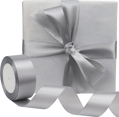 Gray Solid Satin Ribbon 1-1/2 Inch 25 Yards Solid Polyester Fabric Ribbon - Image 5