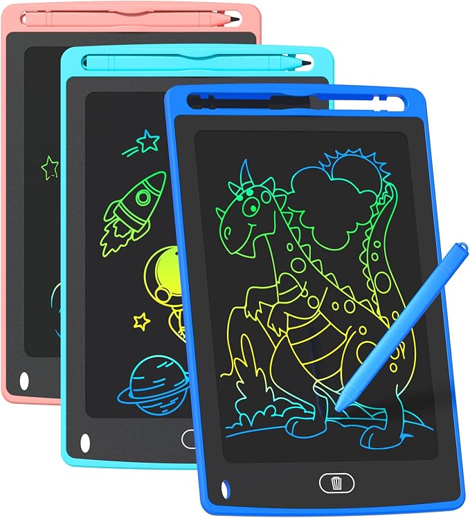 3 Pack LCD Writing Tablet for Kids, 8.5 Inch Colorful Doodle Board Drawing by TQU