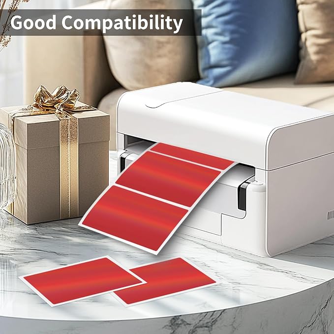 2" x 3" Holographic Thermal Label Stickers Red, Printable Rainbow Glitter - Image 3