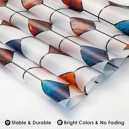 DKTIE Stained Glass Window Film Geometric Patterns, Fine Frosted Window Clings - Image 6