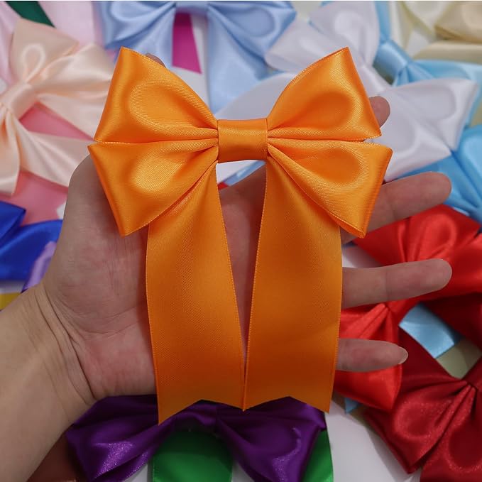 Orange Solid Satin Ribbon 1-1/2 Inch 25 Yards Solid Polyester Fabric Ribbon - Image 7